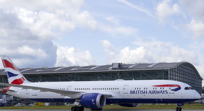 A British Airways plane at Heathrow airport.