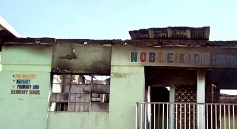 Noble Kids Comprehensive College set ablaze by angry youths in Kano (Punch)