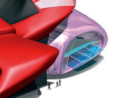 Codename Heartbreaker: Eine begehbare Skulptur von beeindruckenden Ausma§en: 100m LŠnge, 25m Hšhe und 40 m Breite. Die futuristische Symbiose Šhnlich Formel 1 und Superbike beherbergt in einem Raumvolumen von 20.000 qm eine Special Exhibition und bietet im 'wheel' źber 5 Ebenen einen Gastronomie- und Entertainmentbereich mit Dachterasse und Pool fźr bis zu 1.000 GŠste.Die Verwendung dieses Bildes ist fźr redaktionelle Zwecke honorarfrei. Abdruck bitte unter Quellenangabe: 'obs/crŹateur visionnaire'