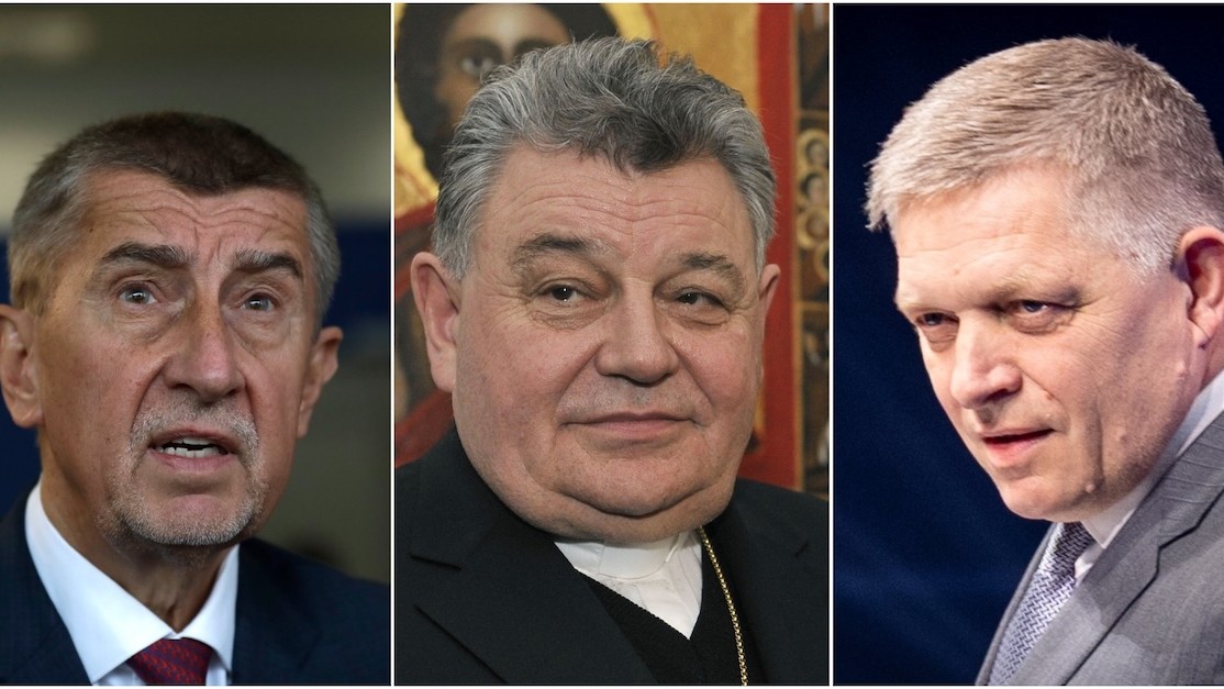 Andrej Babiš, Dominik Duka a Robert Fico.