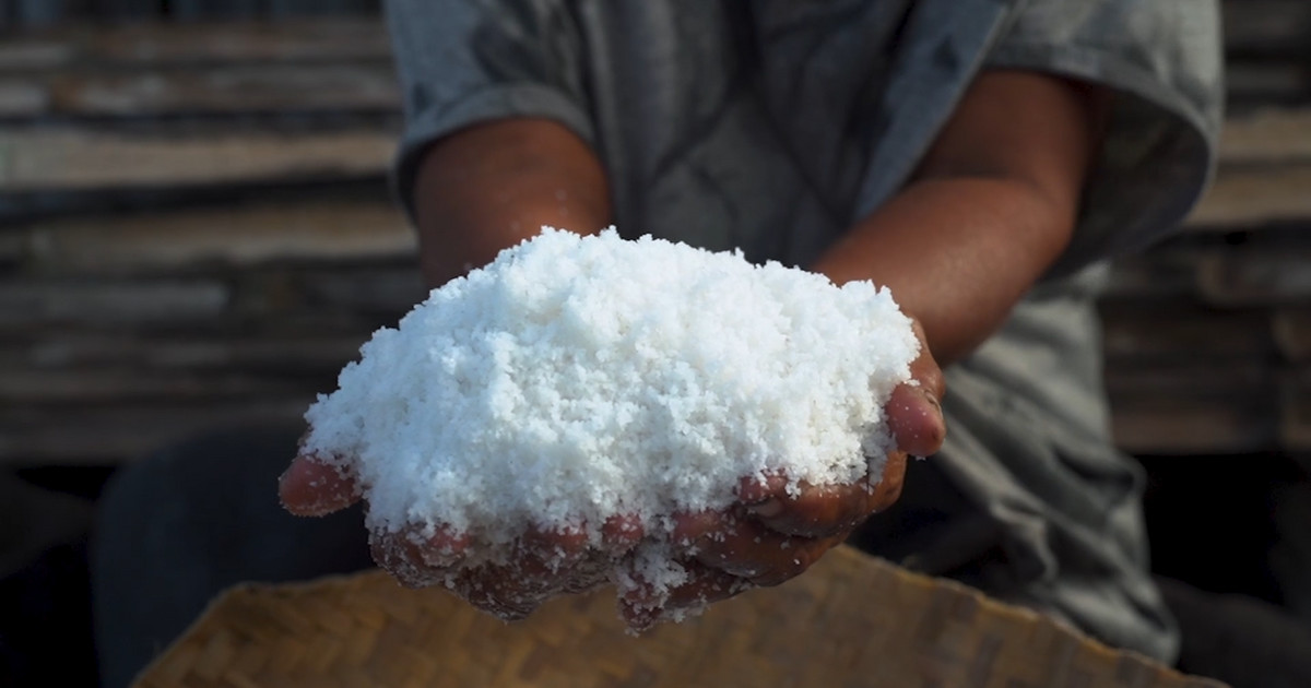 They collect one of the rarest salts in the world.  “We have to deal with the big waves.”