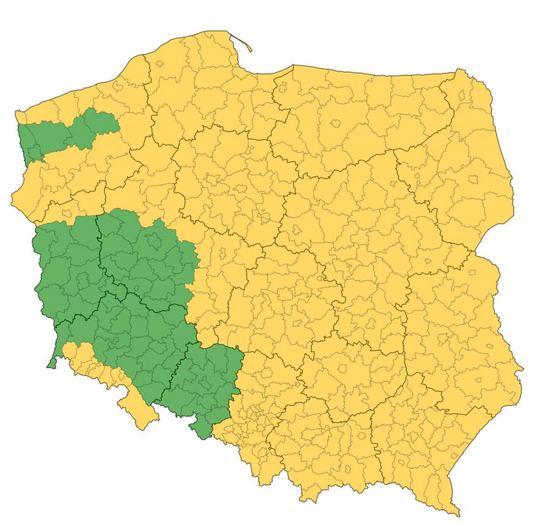 Ostrzeżenia IMGW dla Polski - mapa