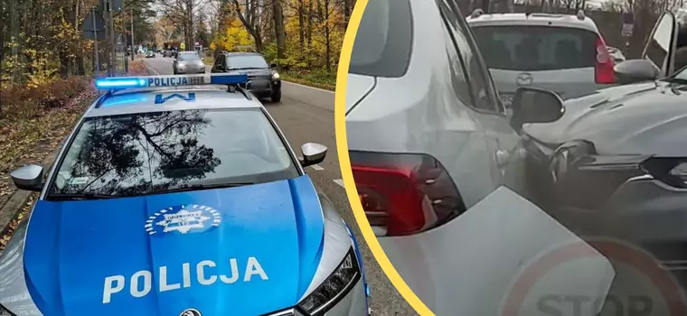 Samochodem "na minuty" zdemolował parking. Pirat wykorzystał nieuwagę [WIDEO]