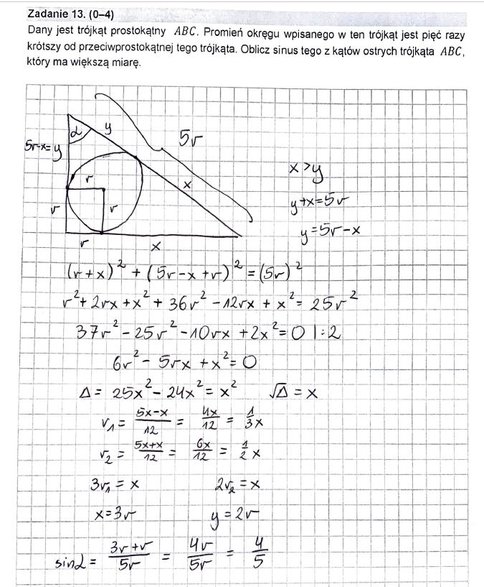 Zadanie 13 na egzaminie maturalnym z matematyki - poziom rozszerzony