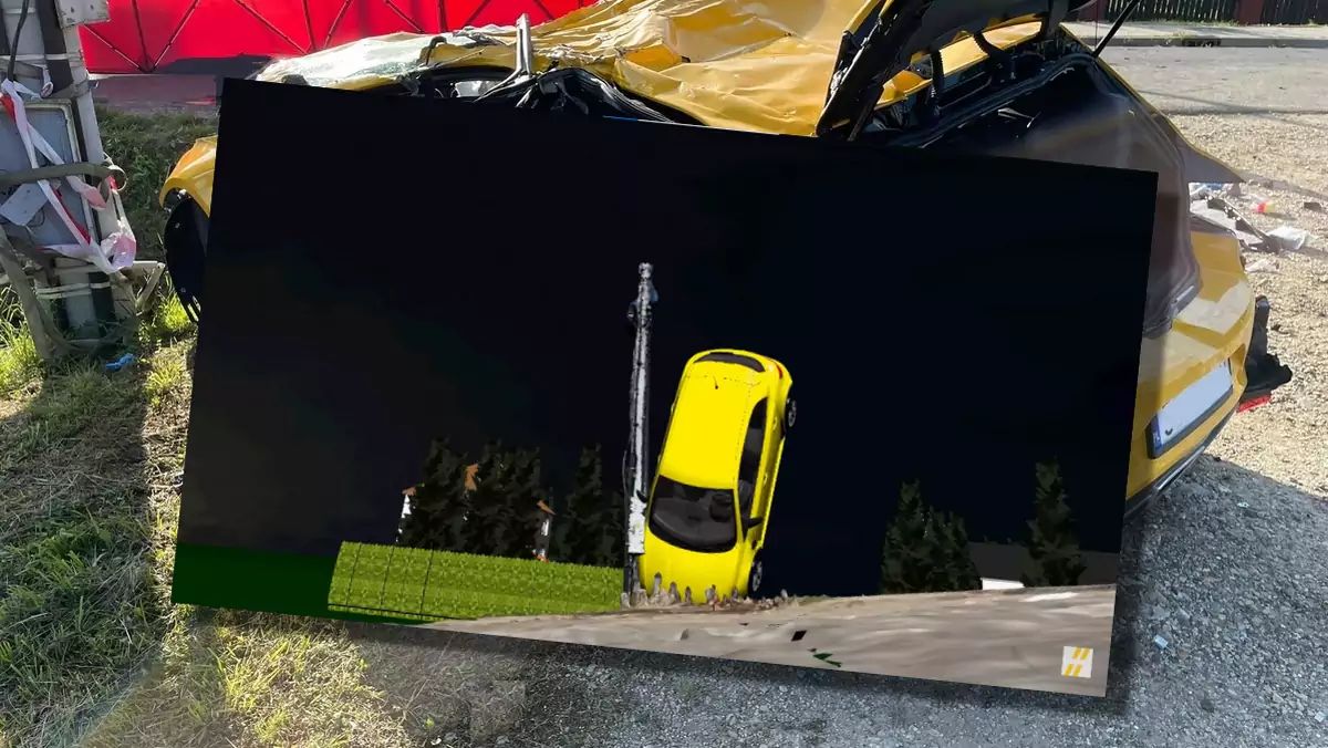 Wizualizacja wypadku Renault Megane w Harmężach