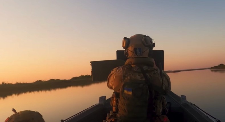 Elite Ukrainian naval forces raiding a Russian-occupied island in the Dnipro river in a video released in July.The Command of the Special Operations Forces of the Armed Forces of Ukraine/Facebook