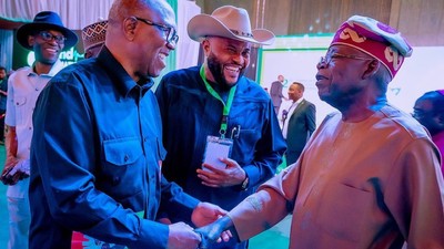 L-R: Presidential candidates of Labour Party, ZLP, and APC, Peter Obi, Dan Nwanyanwu, and President Bola Tinubu respectively. [Twitter:@FSyusuf]