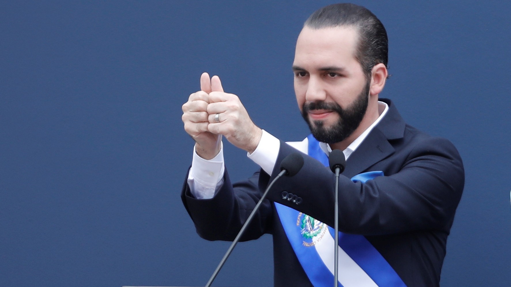 Salvádorský prezident Nayib Bukele počas inaugurácie.