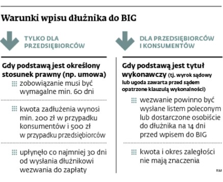 Warunki wpisu dłużnika do BIG