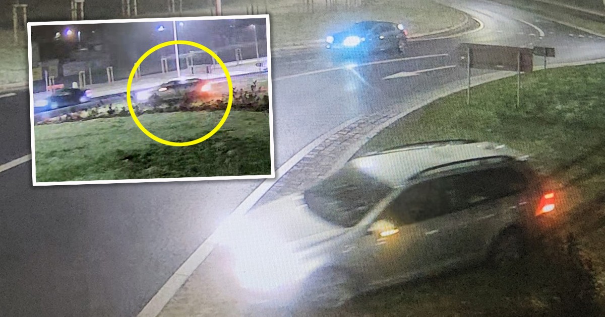 Pijany kierowca dał "popis" na rondzie. Wszystko nagrała kamera [WIDEO]