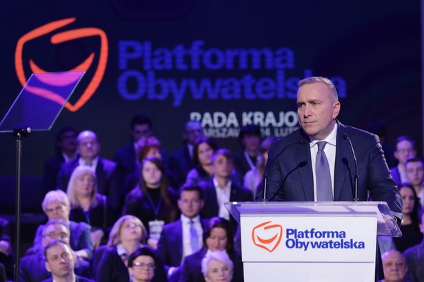 Lider PO Grzegorz Schetyna podczas Rady Krajowej PO