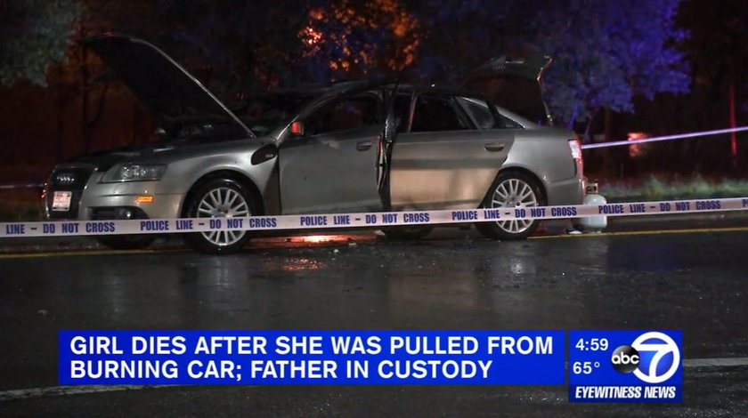 Ojciec skuł i spalił córeczkę w samochodzie
