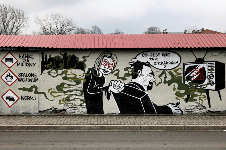 Działania prezydenta Majchrowskiego doczekały się karykaturalnego muralu