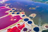 salt lake become colorful in Yuncheng,Shanxi, China on 15 August 2018