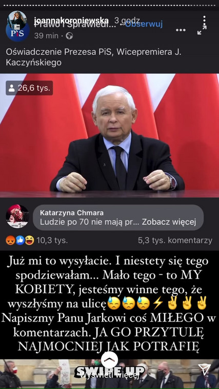 Joanna Koroniewska o przemówieniu Jarosława Kaczyńskiego