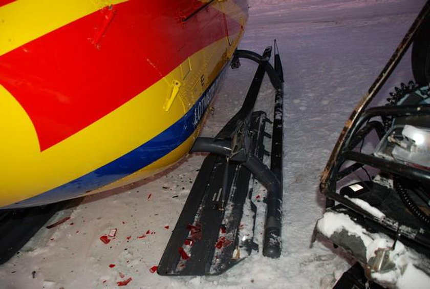 Zderzenie śmigłowca ze śnieżnm skuterem