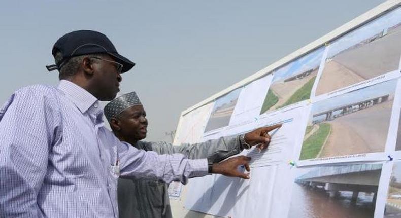 Minister of Power, Works and Housing, Babatunde Fashola on tour of projects in North on January 25, 2016