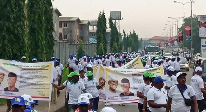 Nigeria Airways ex-workers stage rally for Buhari’s re-election