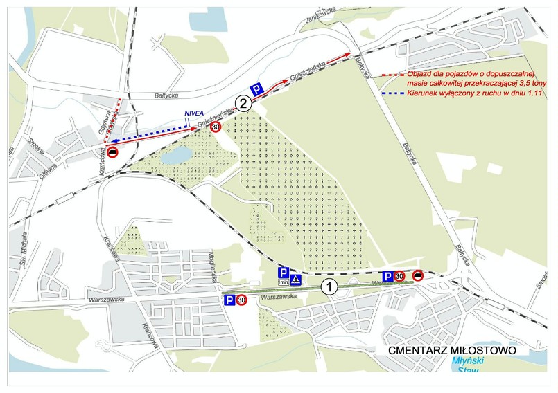 Cmentarz Miłostowo w Poznaniu - organizacja ruchu