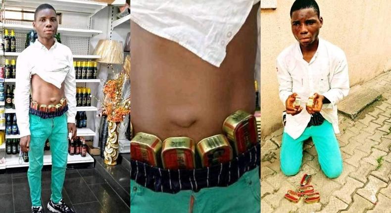 Young man caught in supermarket with tins of sardine around his waist