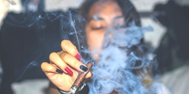 Woman smoking weed