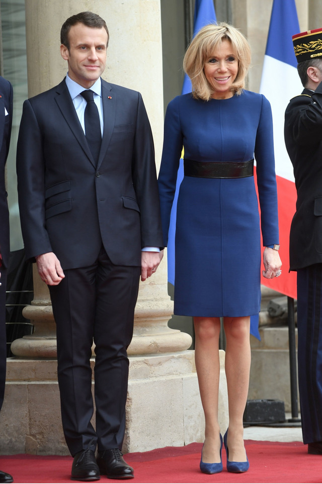 Brigitte Macron i Emmanuel Macron na spotkaniu z książęcą parą Luksemburga