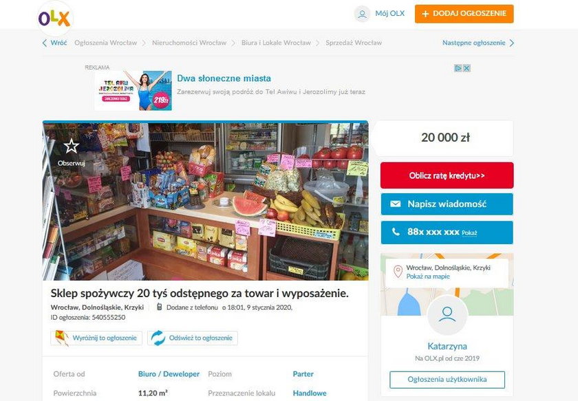 Sklep spożywczy w cenie 20 tysięcy „odstępnego za towar i wyposażenie” dostępny jest do kupienia w serwisie olx.pl