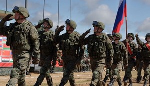 Soldiers conduct military exercise in Moscow, Russia, on September 1, 2022.