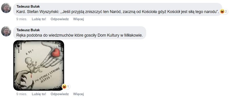 Tadeusz Bułak - wpis na FB