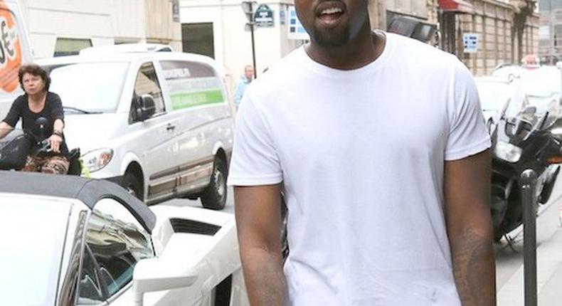 Kanye West in plain white tee shirt