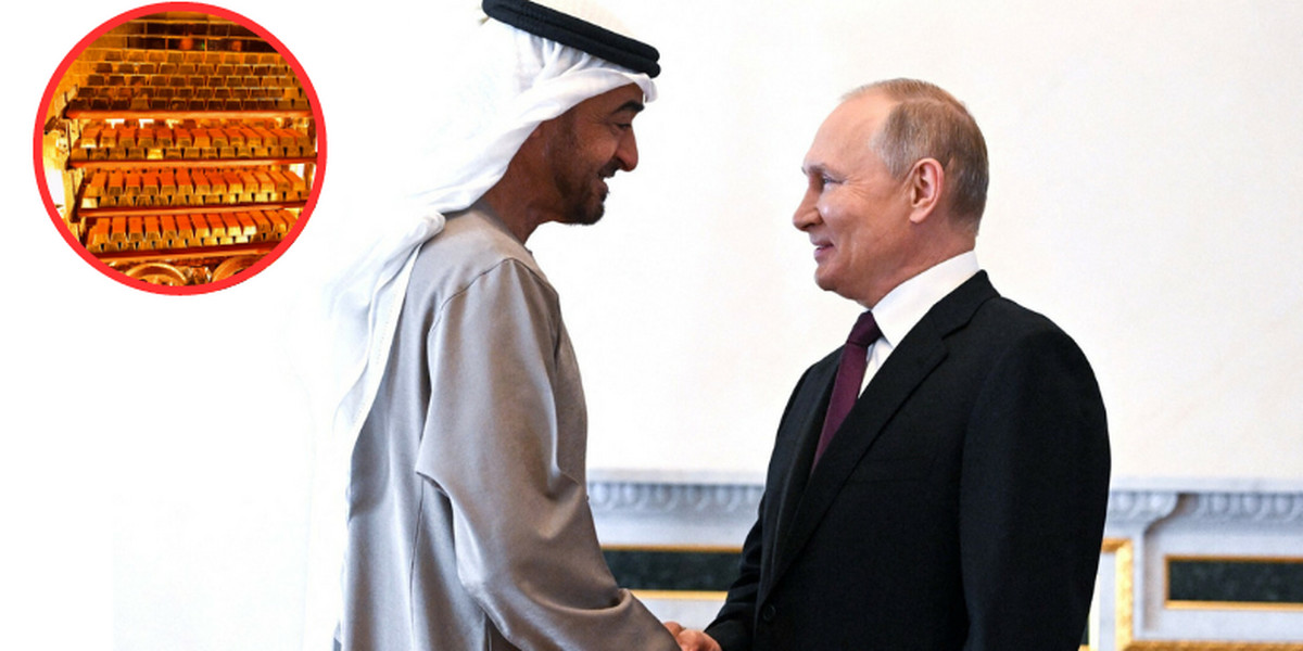 Władimir Putin podczas spotkania z  prezydentem Zjednoczonych Emiratów Arabskich Muhammedem ibn Zajidem — Petersburg, 2022 r.