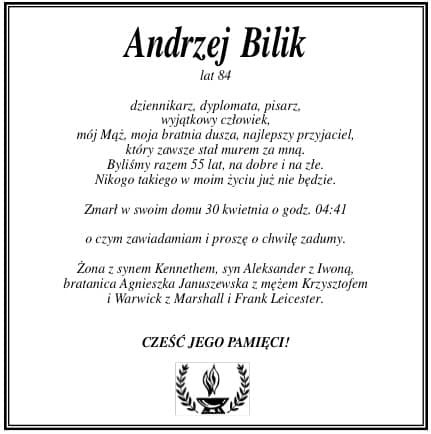 Nie żyje Andrzej Bilik