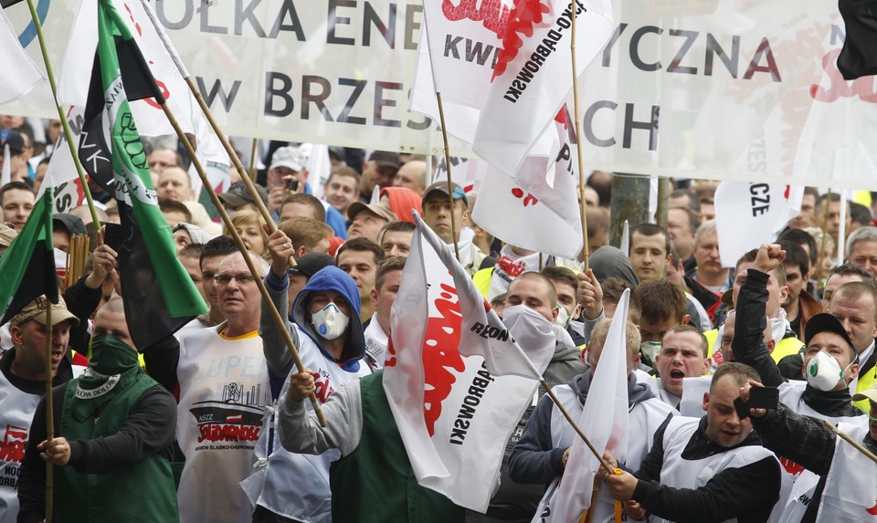 KATOWICE PROTEST GÓRNICZYCH ZWIĄZKÓW ZAWODOWYCH (manifestacja górniczych związkowców)