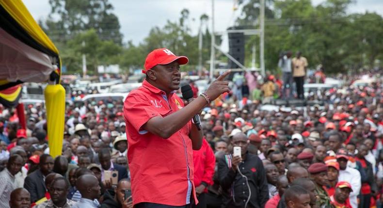 President Uhuru Kenyatta during a campaign rally at Bomet on Friday, June 16, 2017.