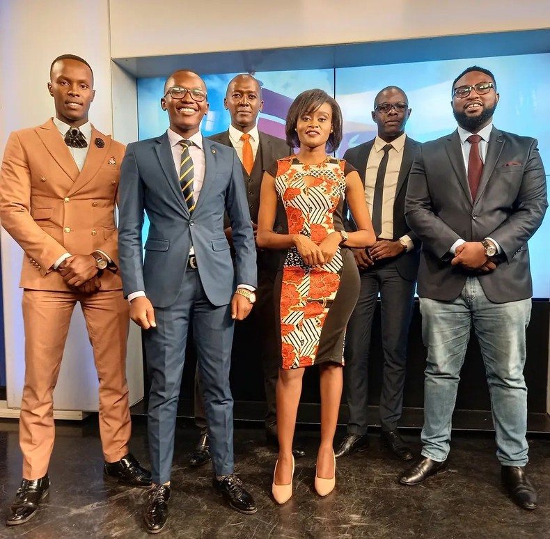 Former Switch TV news anchor Frederick Muitiriri with his former colleagues at Switch TV. Frederick Muititiri joins TV47