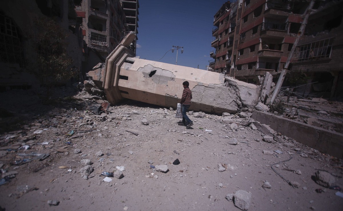 Zbombardowane przedmieścia Damaszku