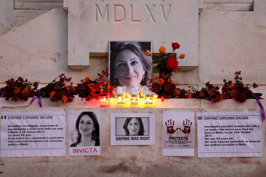 Memorijal ubijenoj novinarki Dafne Karuani Galiciji u Valeti, Malta, 26. novembra 2019. 