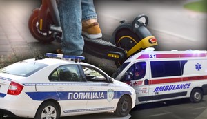Električni trotinet, Železnik, saobraćajna nesreća