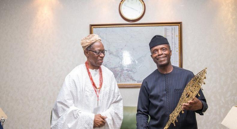 The Olowo of Owo, Oba Olateru Olagbegi visits Acting President Yemi Osinbajo