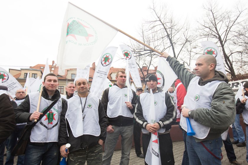 Protest górników w Katowicach