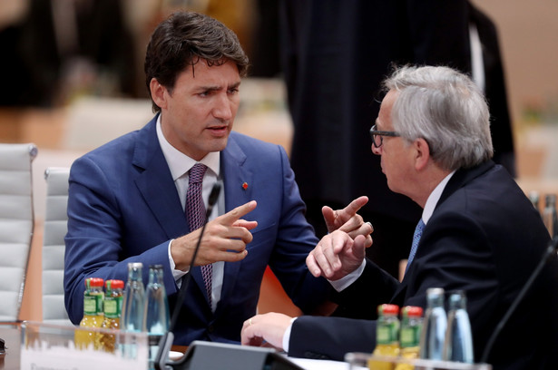 Premier Kanady Justin Trudeau i szef Komisji Europejskiej Jean-Claude Juncker podczas szczytu G20.