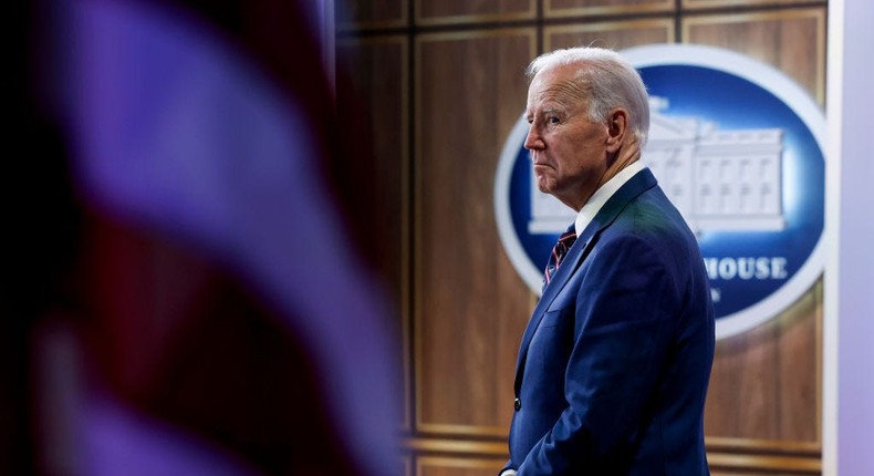 President Joe Biden listens during an event at the Eisenhower Executive Office Building at the White House on October 23, 2023.Anna Moneymaker