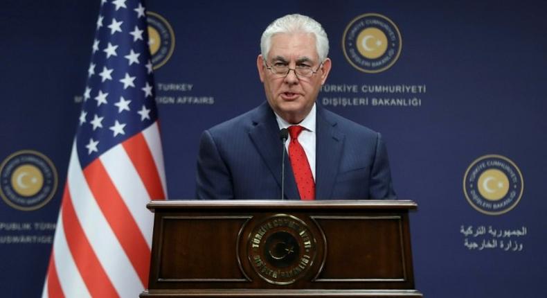 US Secretary of State Rex Tillerson speaks during a joint news conference with the Turkish Foreign Minister in Ankara, on March 30, 2017