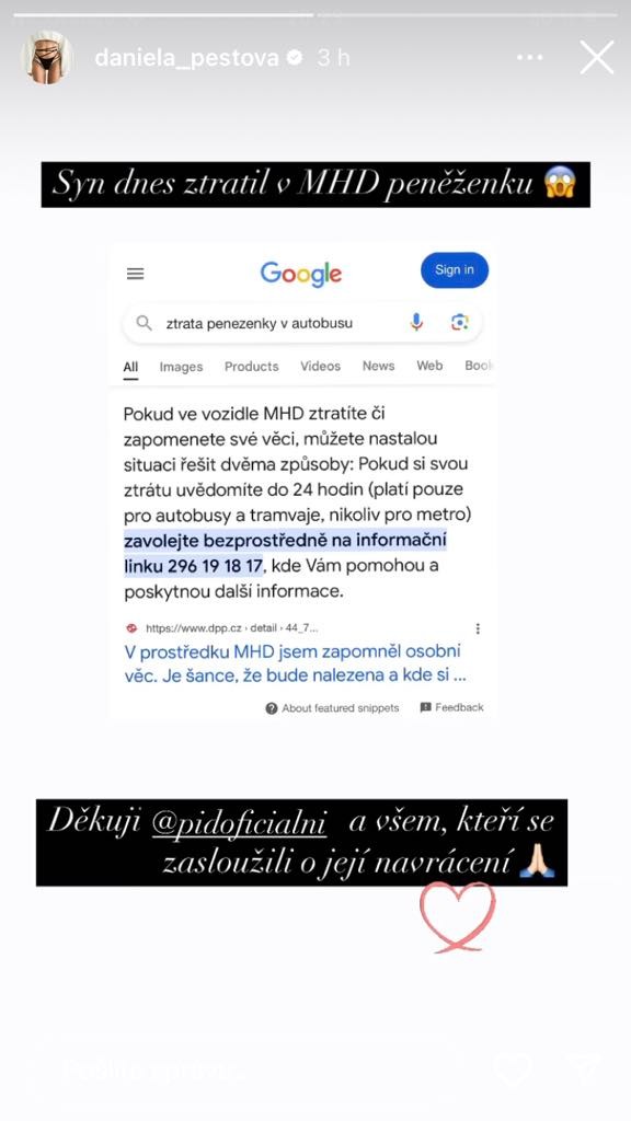 Peštová sa podelila o príbeh so šťastným koncom.