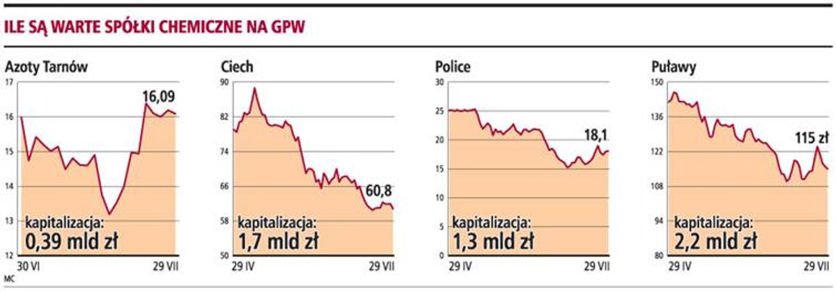 Ile są warte spółki chemiczne na GPW