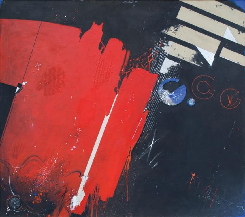 "Događaj na asfaltu 1", akrilik na platnu, 120.5x130.5