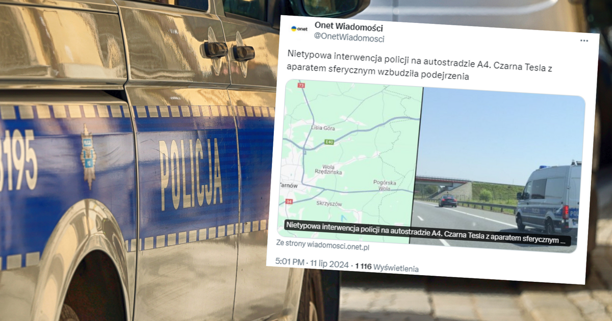  Policja zatrzymała dziwną Teslę na A4. Miała nietypowe urządzenie na dachu