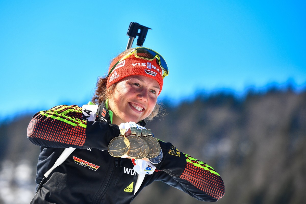 MŚ w biathlonie: Triumf Dahlmeier ze startu wspólnego na 12,5 km. Szósty medal Niemki w Hochfilzen