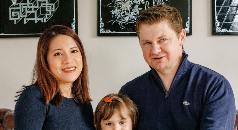 Thai-Anh Hoang, cofounder of EmBeba, with her family.
