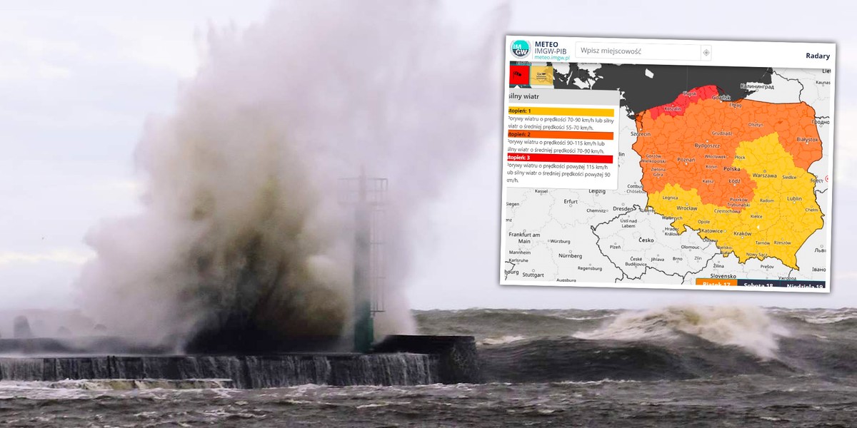 Będzie silnie wiać, najmocniej na Wybrzeżu – do 125 km/h. 